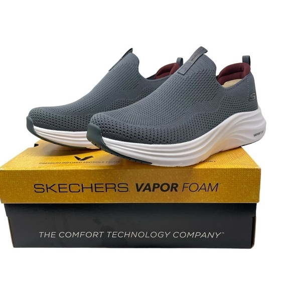 Skechers Men’s Size 10.5 WIDE Slip On Comfort Shoes Gray Vapor Foam Covert NWT - Picture 1 of 13